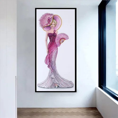 Miniatura 2 de LUSandy Kit de pintura de diamantes 5D para mujer, taladro parcial, con forma especial, diamantes de imitación de cristal, para decoración de pared