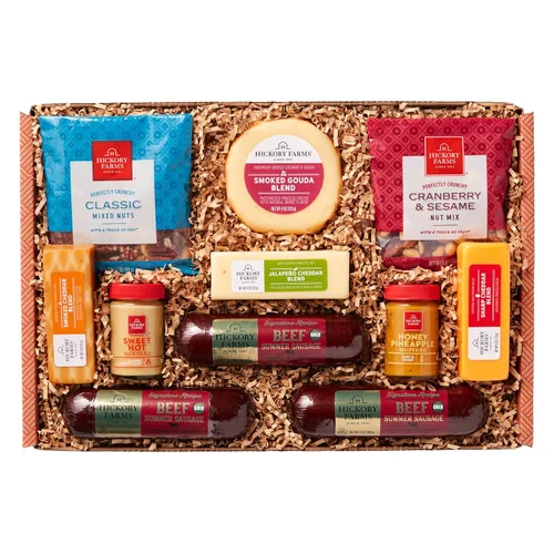 Hickory Farms Caja de regalo de carne de res y queso (grande) - Set de caja | Tabla de charcutería | Salchicha de verano | Día del padre | Día de la