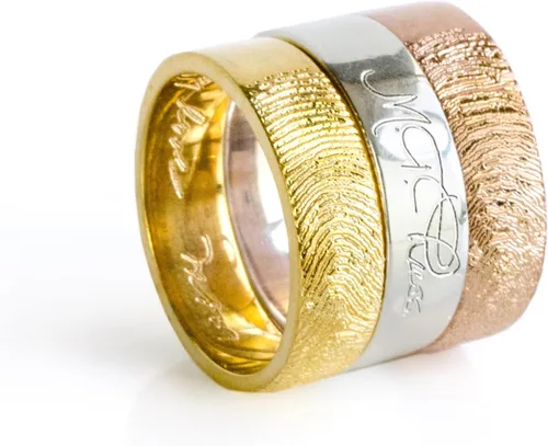 Anillo de huella digital o escritura a mano grabado a partir de la fotografía, disponible en oro vermeil, oro rosa vermeil o plata de ley