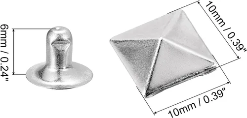 Miniatura 2 de uxcell 100 juegos de remaches de espiga, pirámide de 0.394 pulgadas (0.394 in), remaches rápidos, cuadrados, punk, decoración para ropa, cinturones