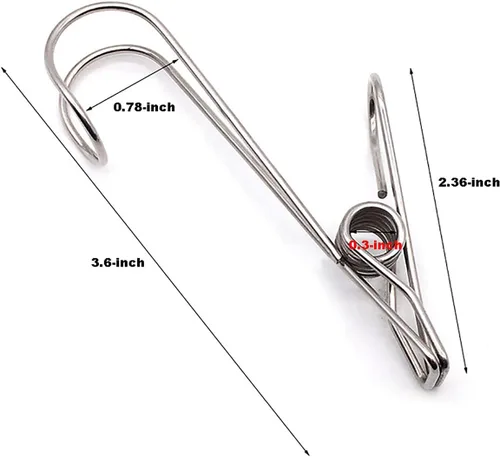 Miniatura 4 de 20 clips de acero inoxidable de cola larga con ganchos, alfileres para ropa, clip de papel para carpeta de alambre de metal, clips universales