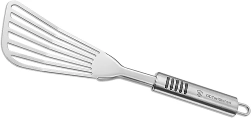 Miniatura 9 de Espátula de pescado de alta calidad, acero inoxidable resistente al óxido, mango antideslizante, ideal para asar a la parrilla, freír, girar