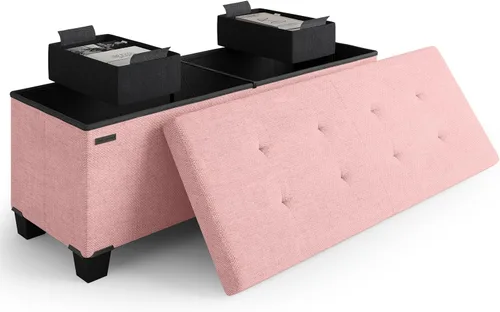 Miniatura 18 de Cubo otomano de almacenamiento con cubo pequeño, otomana cuadrada de 15 pulgadas con almacenamiento para sala de estar y dormitorio, reposapiés