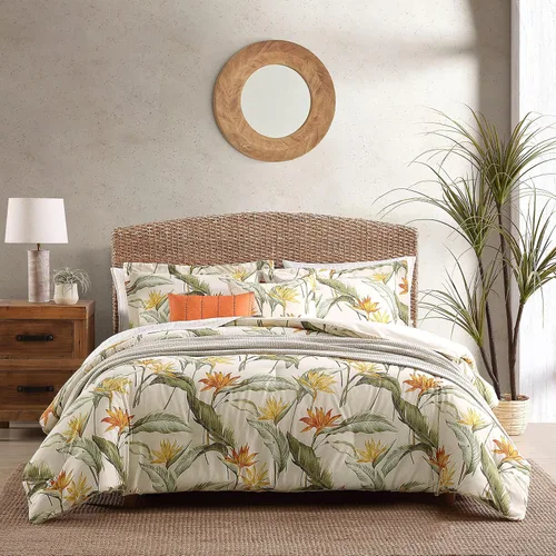 Miniatura 11 de Tommy Bahama - Juego de edredón tamaño Queen, ropa de cama costera de algodón suave con fundas de almohada, juego de cama floral tropical