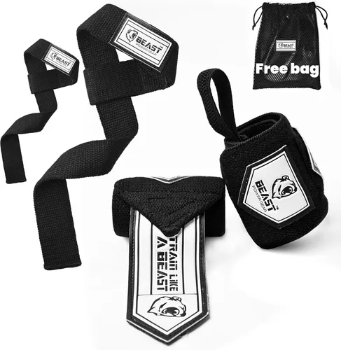 Miniatura 17 de Beast Power Gear Muñequeras para levantamiento de pesas de 18 pulgadas, soporte de muñeca de alta calidad para culturismo, resistente, lazo