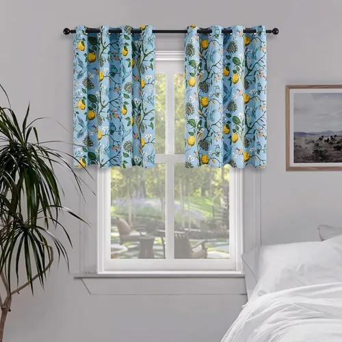 Miniatura 37 de Topfinel Cortinas beige para cocina, 36 pulgadas de largo, diseño botánico floral, colibrí, con ojales, oscurecimiento de habitación, media ventana