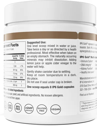 Miniatura 3 de IP6 Gold Devicare - Polvo con mio-inositol - 10.86 oz sin sabor - Suplemento IP6 (inositol hexafosfato) - Sin OMG - Vegano - Sin gluten - Fórmula