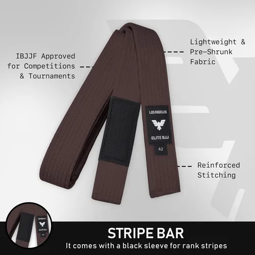 Miniatura 2 de Elite Sports Adults Brazilian Jiu Jitsu Belts for Men & Women,Cotton IBJJF Approved BJJ Belts with Ranking Stripes Sleeve Bar