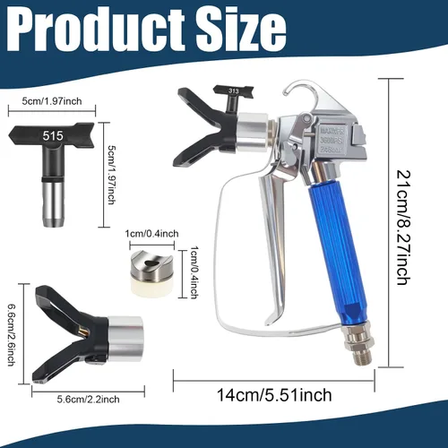Miniatura 5 de Kit de pistola pulverizadora de pintura sin aire, 14 piezas, 3600 PSI de alta presión con 6 puntas reversibles (211/313/415/515/517/623), filtros