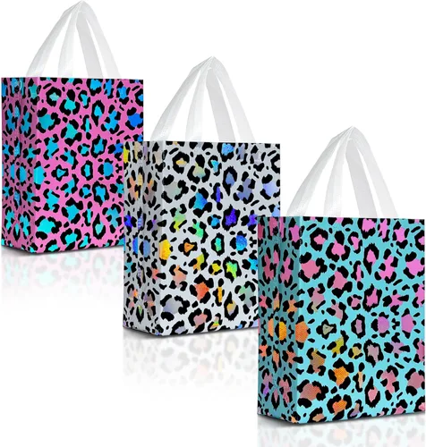 Miniatura 10 de Nush Nush Bolsas de regalo de mariposa con asas de tamaño mediano - Juego de 12 bolsas de regalo florales con brillante impresión holográfica