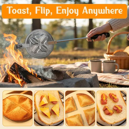 Miniatura 3 de Tid Bit - Máquina de sándwiches de mano, parrilla portátil para sándwiches y prensa para paninis, molde de hierro de aluminio fundido, tostadora