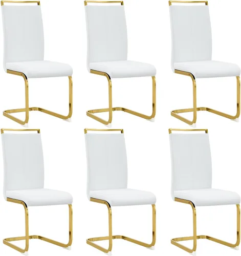Miniatura 33 de gopop Juego de sillas de comedor, sillas modernas de metal con asiento acolchado de piel sintética, respaldo alto y patas cromadas resistentes, claro