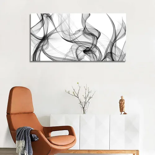 Miniatura 4 de XXMWallArt FC3875 Arte de Pared Abstracto Raya de Luz Negra y Blanca Línea Abstracta Lienzo Arte de Pared para Sala de Estar Dormitorio Baño Oficina