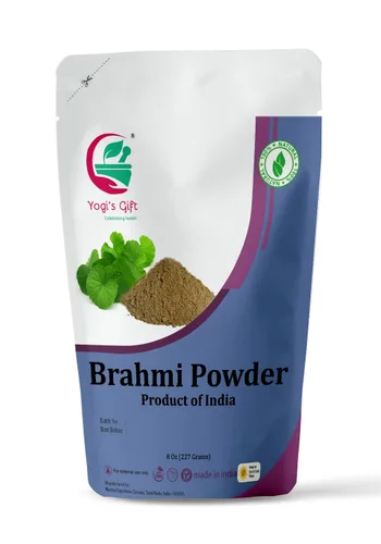 Yogi's Gift® | Brahmi Powder 8 Oz | Potenciador y Volumizador Natural del Crecimiento del Cabello | Mascarilla Nutritiva para el Cuero Cabelludo |