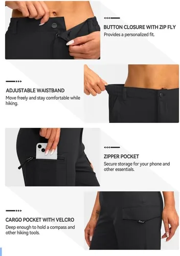 Miniatura 4 de Pudolla Women's Hiking Pants with Pockets Boot Cut Lightweight Cargo Travel Camping Golf Pants for All Seasons
