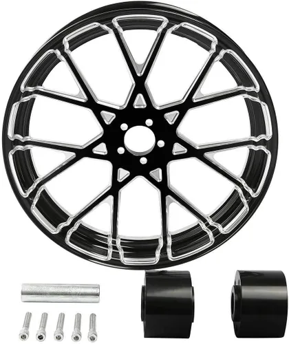 Miniatura 6 de TCMT Llanta de rueda delantera de 26 pulgadas, buje de rueda de doble disco para Harley Touring modelos no ABS/ABS, Road King Electra Street Road