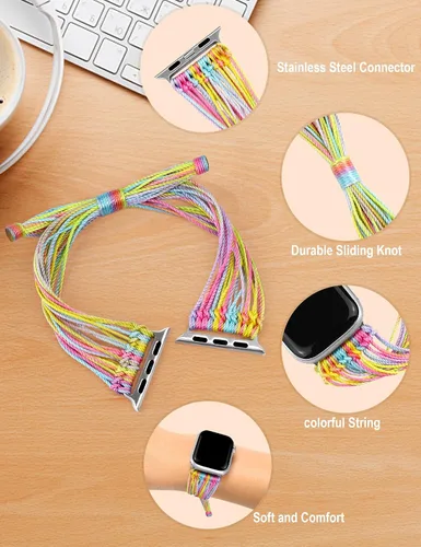Miniatura 2 de JR.DM Correas de reloj bohemias compatibles con Apple Watch de 1.575 pulgadas, 1.614 pulgadas, 1.496 pulgadas, 1.732 pulgadas, 1.654 pulgadas, 1.772
