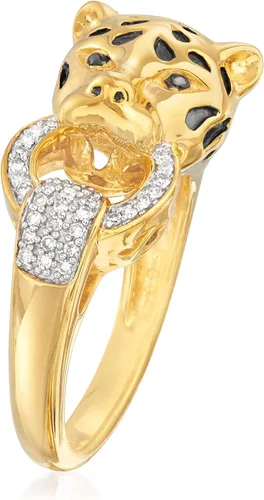 Miniatura 3 de Ross-Simons 0.10 ct. t.w. Diamond Cheetah Ring in 18kt Gold Over Sterling