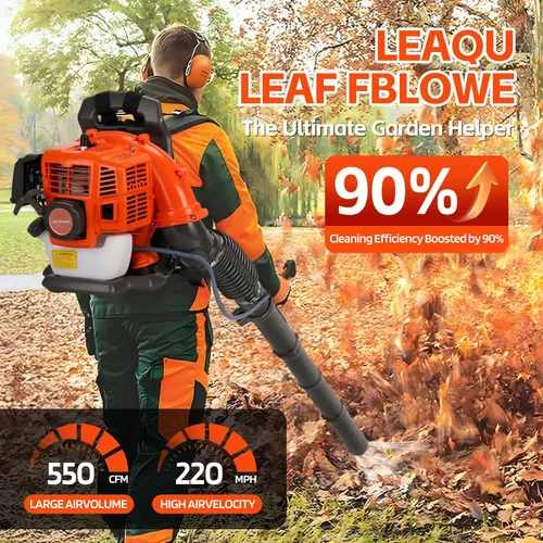 Miniatura 4 de Soplador de hojas a gas - Mochila de 52 CC 550CFM, 2 tiempos, soplador de hojas a gas, soplador de césped de césped, refrigeración por aire, pasto