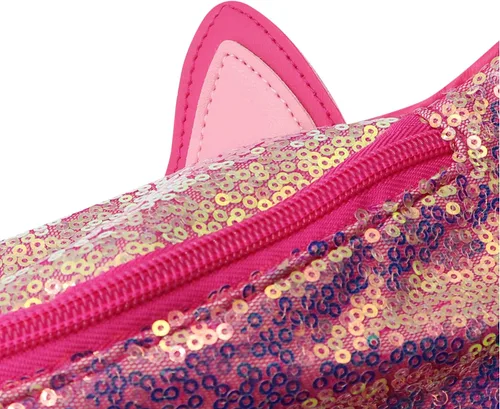 Miniatura 4 de Riñonera con lentejuelas con purpurina para niñas, cinturón ajustable, lindo gato, deportivo, bolsa de viaje para niños y adolescentes