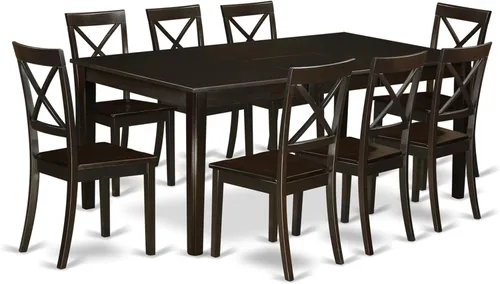 Miniatura 9 de East West Furniture HEBO7-CAP-LC - Juego de mesa y sillas de cocina de 7 piezas, consta de una mesa de comedor rectangular con pedestal y 6 sillas