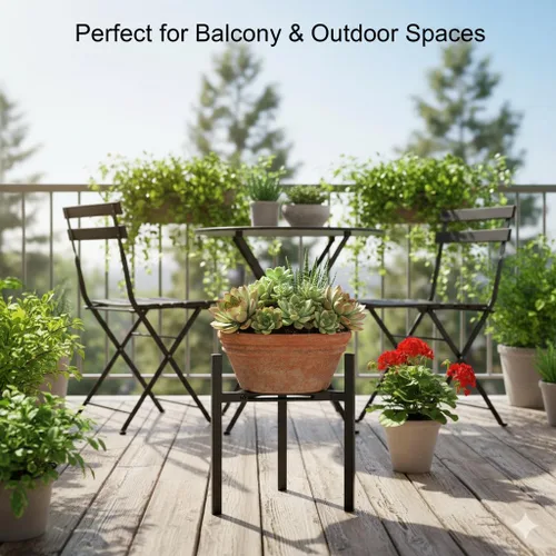 Miniatura 6 de Soporte ajustable para plantas para interiores y exteriores, soporte moderno de metal resistente para macetas de 8 a 12 pulgadas, soporte estable