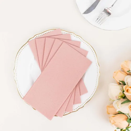 Miniatura 6 de Efavormart - Paquete de 20 servilletas de papel desechables Airlaid de 8.5 x 4 pulgadas, color rosa polvoriento, para bodas, fiestas y baño de Rosa