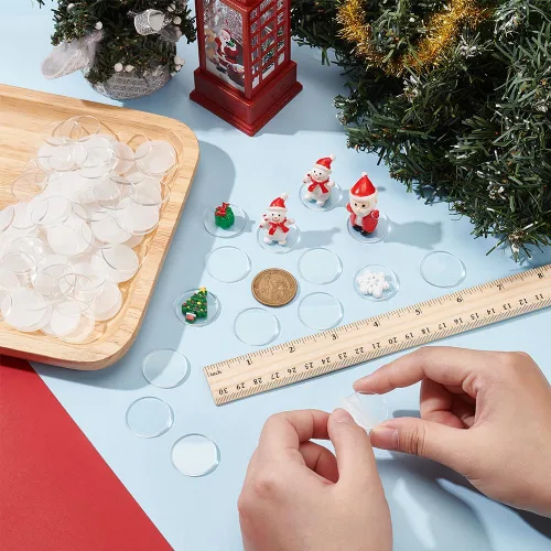 Miniatura 3 de FINGERINSPIRE 100 piezas de lámina de acrílico circular transparente de 1 pulgada, bases circulares en miniatura en blanco, disco de acrílico mini