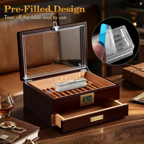 Miniatura 3 de Humidificador de puros prellenado: humidificador de gel de cristal listo para usar, accesorios para humidor de puros, mantiene la humedad ideal