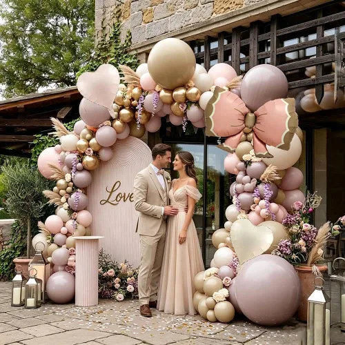 Miniatura 7 de Dusty Pink Beige Balloon Arch Kit Double Stuffed Blush Cream Gold Latex Balloons Pink Brown Neutral Tan Balloon Garland Perfect for Boho Baby Shower