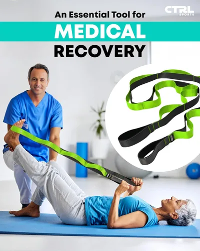 Miniatura 6 de Correa de estiramiento con bucles - Banda de estiramiento no elástica para terapia física, correa de yoga para equipo de estiramiento, bandas
