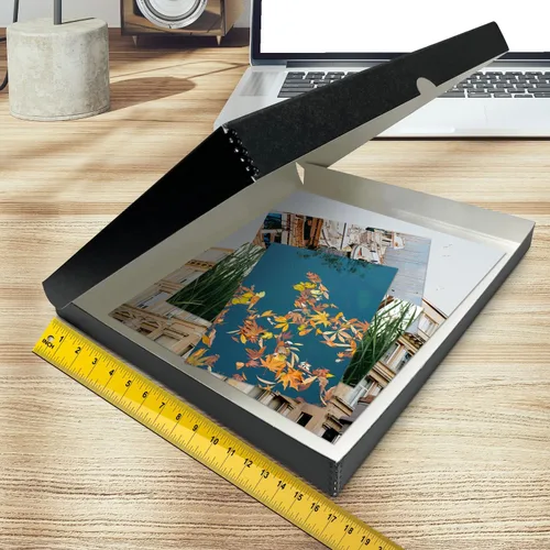 Miniatura 3 de Golden State Art, Archival - Caja de almacenamiento de 16 x 20 pulgadas, diseño de concha con borde de metal, conserva y almacena fotos, documentos