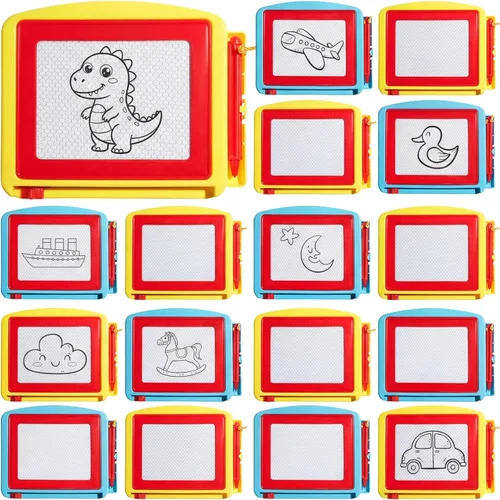 Tinlade Paquete de 24 mini pizarras magnéticas de dibujo para niños, pequeña almohadilla de dibujo borrable, tableta de escritura para niños Color