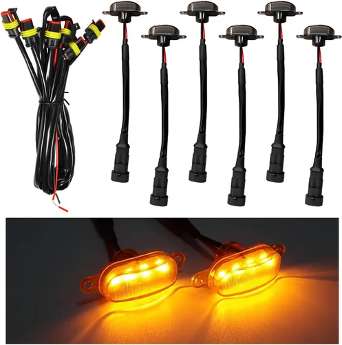 Miniatura 13 de Dickno 3 piezas de luces de rejilla de coche, brillantes luces LED de rejilla ámbar con arnés de cableado, lámparas impermeables de moldura