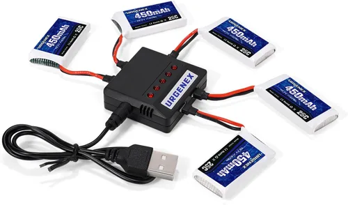 5 unids 3.7 V 450 mAh Drone Batería 25C 1S Lipo batería con Molex Plug 5in1 Cargador para SYMA Q11 AT-96 TR-C385 TR-P51 TR-F22 H99W H31 H6C H98 Holy