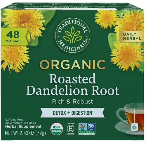 Miniatura 10 de Traditional Medicinals Té, raíz de diente de león tostado orgánico, apoya la función renal y la digestión saludable, 16 bolsas de té