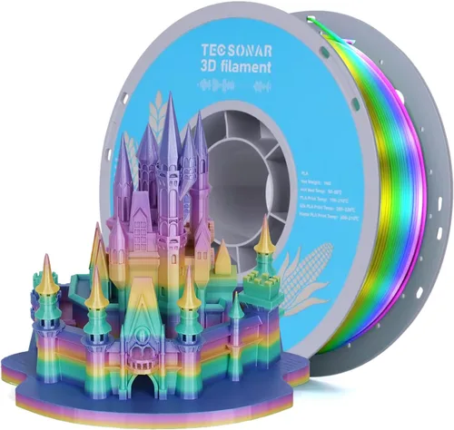 Miniatura 10 de Crystal Rainbow - Paquete de filamentos para impresora 3D de ácido poliláctico (PLA), 10 rollos, carrete de 2.2 libras, filamento degradado de 0.069