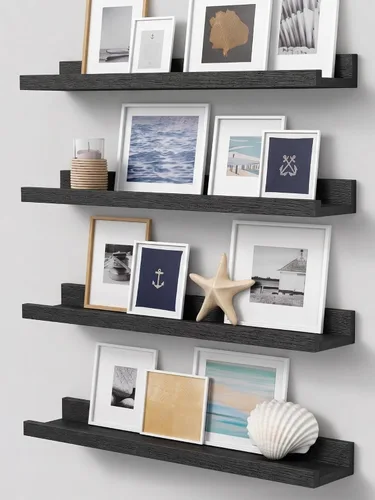 Miniatura 17 de Forbena Estante de repisa negra para fotos, estantes flotantes con borde para pared, estantes de pared pequeños para baño, dormitorio, cocina