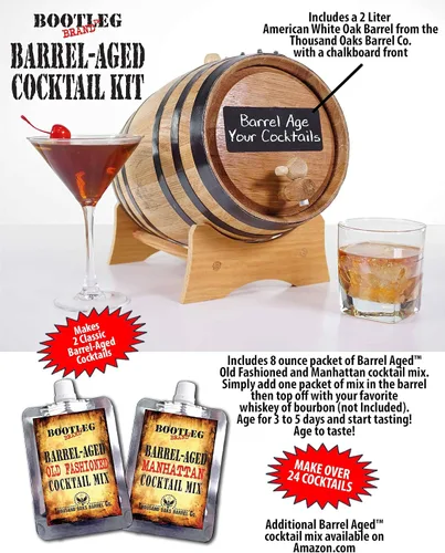 Miniatura 4 de Kit de envejecimiento de cóctel de barril de whisky de 2 litros, mini barriles de bourbon de 2 litros completos con barril de pizarra frontal