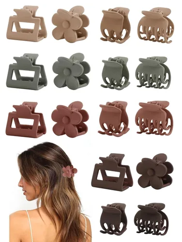Miniatura 9 de Unbednigt Paquete de 6 pinzas para el cabello para niñas pequeñas, juego de pinzas de garra con temática de postre, accesorio de peinado sólido