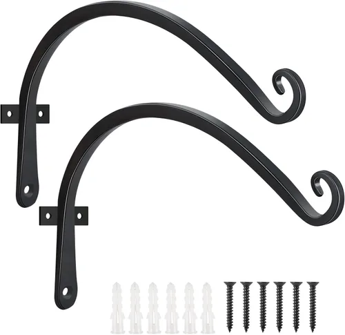 Miniatura 13 de FEED GARDEN Ganchos de pared para plantas colgantes de 10 pulgadas, paquete de 2 soportes de metal resistentes para plantas, con capacidad para 48