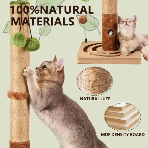 Miniatura 2 de MECOOL Poste rascador para gatos de 35 pulgadas de alto, postes de rascar resistentes y de alta calidad con bola colgante y pista de bola, lindo