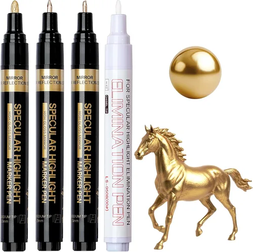Resiners 3 marcadores de pintura líquida dorada, marcadores de pintura acrílica y bolígrafo líquido de espejo, permanente de alto brillo para