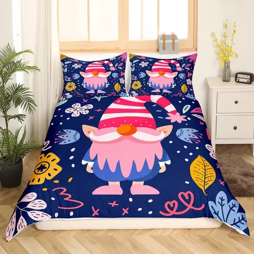 Miniatura 3 de Erosebridal Juego de ropa de cama de Navidad tamaño individual, bonita funda de edredón enana de Papá Noel de dibujos animados para niños, funda