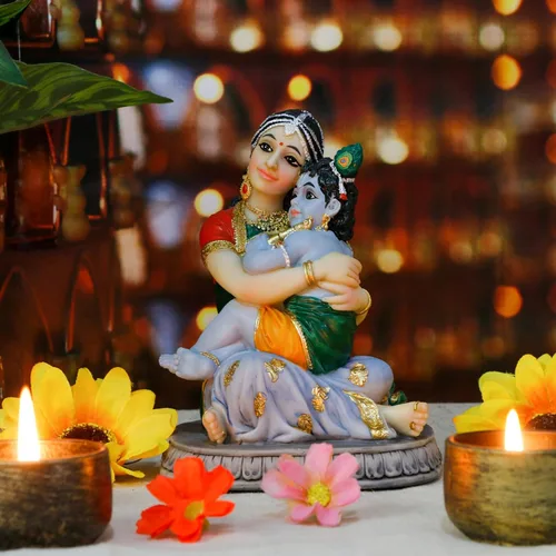 Miniatura 3 de alikiki Maa Yashoda Krishna Murti Estatua – 5.7 pulgadas, Dios hindú, Señor Krishna, ídolo regalo para devoto de Pooja indio, regalo de cumpleaños