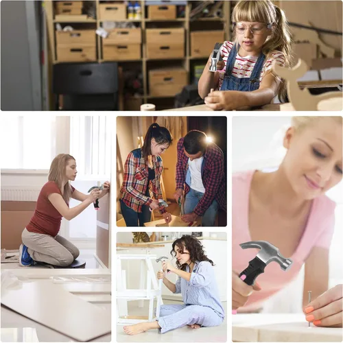 Miniatura 5 de KURUI 700 uñas pequeñas para colgar fotos y martillo pequeño de 8 onzas para mujeres, herramienta rosa para colgar lienzo, arte de pared
