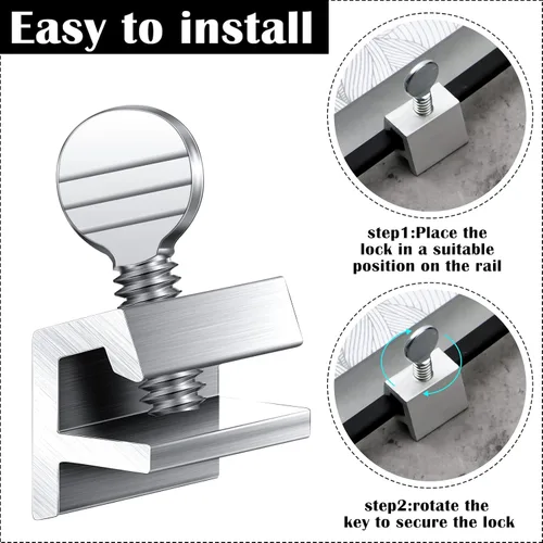 Miniatura 3 de Boao 25 juegos de cerraduras de ventana deslizantes de aluminio, cerraduras de seguridad para ventanas de metal con llaves, plateadas, ajustables