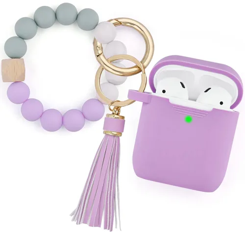 Miniatura 12 de Filoto Compatible con funda para Airpod, bonita funda 2/1 para mujer, funda protectora de silicona con llavero de pulsera (verde cactus)