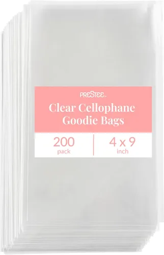 Miniatura 11 de Prestee, 200 bolsas de celofán transparente de plástico - 4x6 con lazos de 10 cm, bolsas para caramelos y galletas, bolsas de regalo con lazos