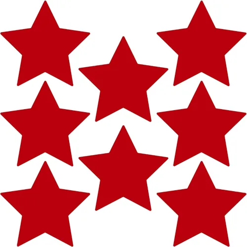 LiteMark Durable Stars, calcomanía roja brillante de 5.5 pulgadas, uso en hormigón liso, azulejos, vidrio, paquete de 8 estrellas Rojo